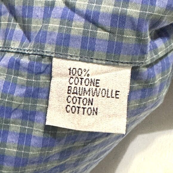 Ledbury Shirt Mens Size XL Blue Green Check 100% Cotton Casual Button Up Slim - Picture 7 of 9